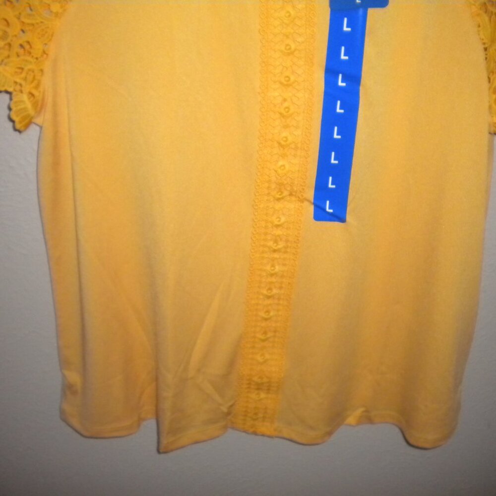 Cable & Gauge Women's Size Large Golden Apricot Stretch Top Blouse NWT - Picture 4 of 5